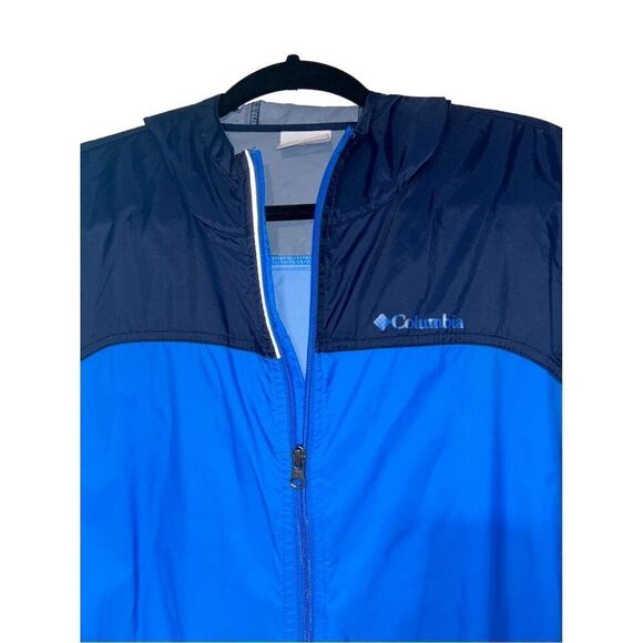 Columbia young men’s XL (18/20) Blue Full Zip Lightweight Hooded Rain Jacket - Picture 2 of 6